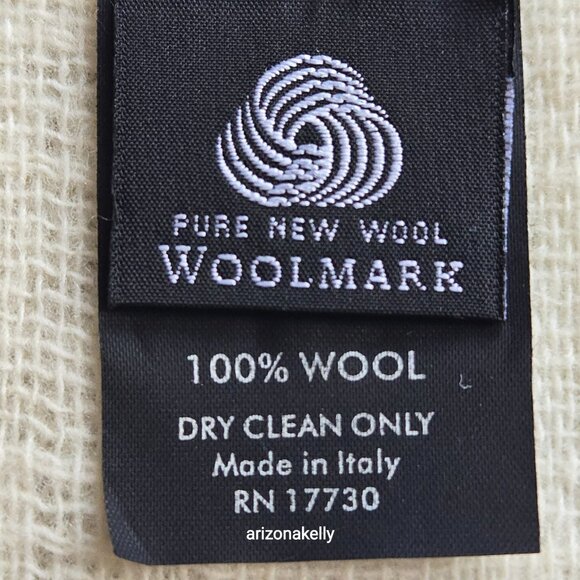 NWOT Woven Wool Scarf Ivory Woolmark Lightweight - Picture 7 of 11